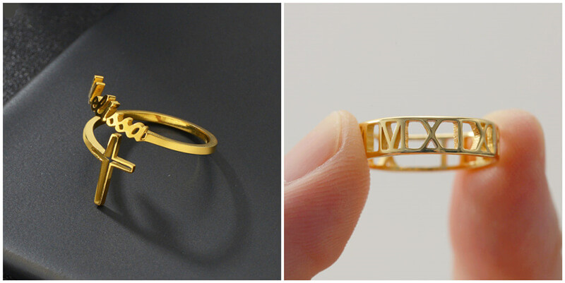 personalized nameplate ring finger distributor custom made stackable name rings supplier overseas 